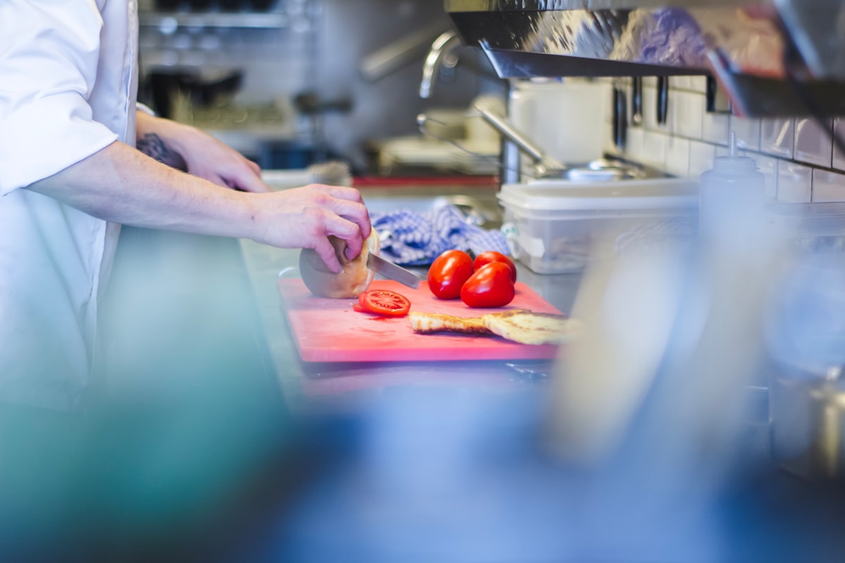 Healthy meal preparation workspace with fresh ingredients